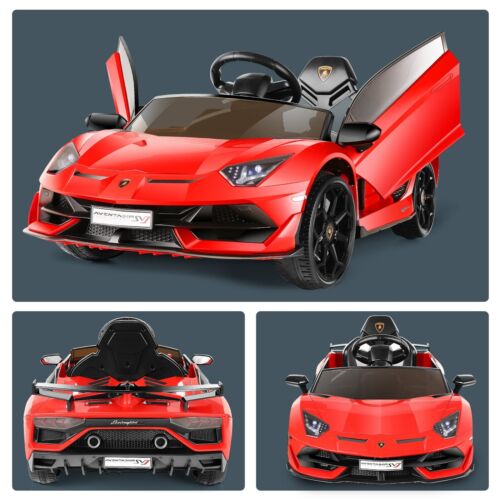 Licensed Lamborghini Aventador 12V Electric Ride On Car for Kids with Scissor Doors Music Remote Control Red