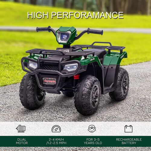 Electric ATV 4 Wheeler Quad Car Toy for Kids with MP3 Player Green Size Large