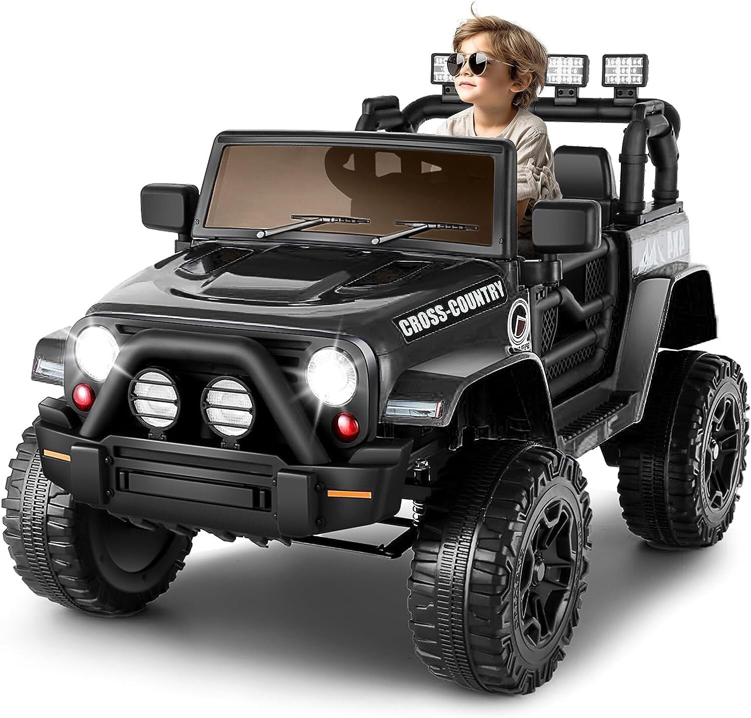 Remote Control Ride On Car Truck for Kids with Lights 3 Speeds USB a