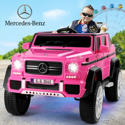 JOYLDIAS 12V Kids Ride On Car 3 Speeds Licensed Mercedes Benz Electric Toy with Remote Control LED Light Pink