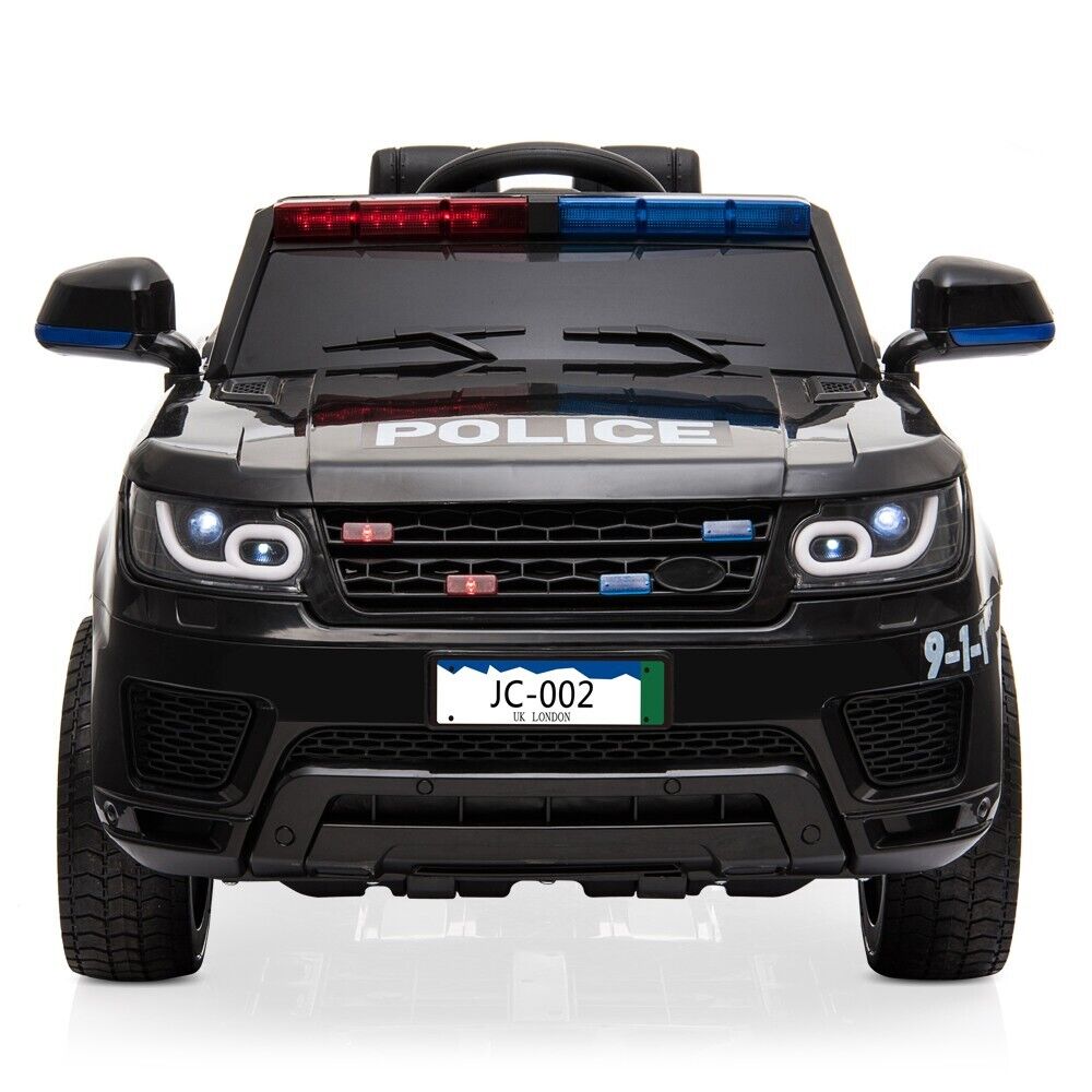 12V Electric Police Car Ride On SUV for Kids with Remote Control Bla