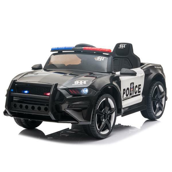 12V Electric Police Car Truck for Kids with 3 Speeds and Remote Control