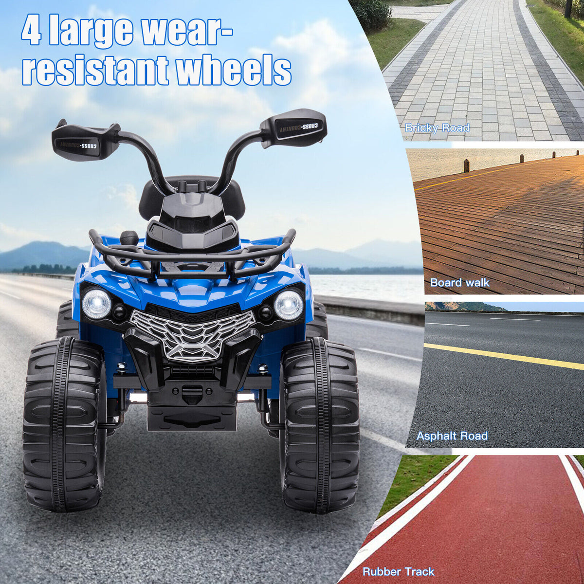 12V Electric Quad ATV for Kids with Fat Tires Battery Powered 4 Whee