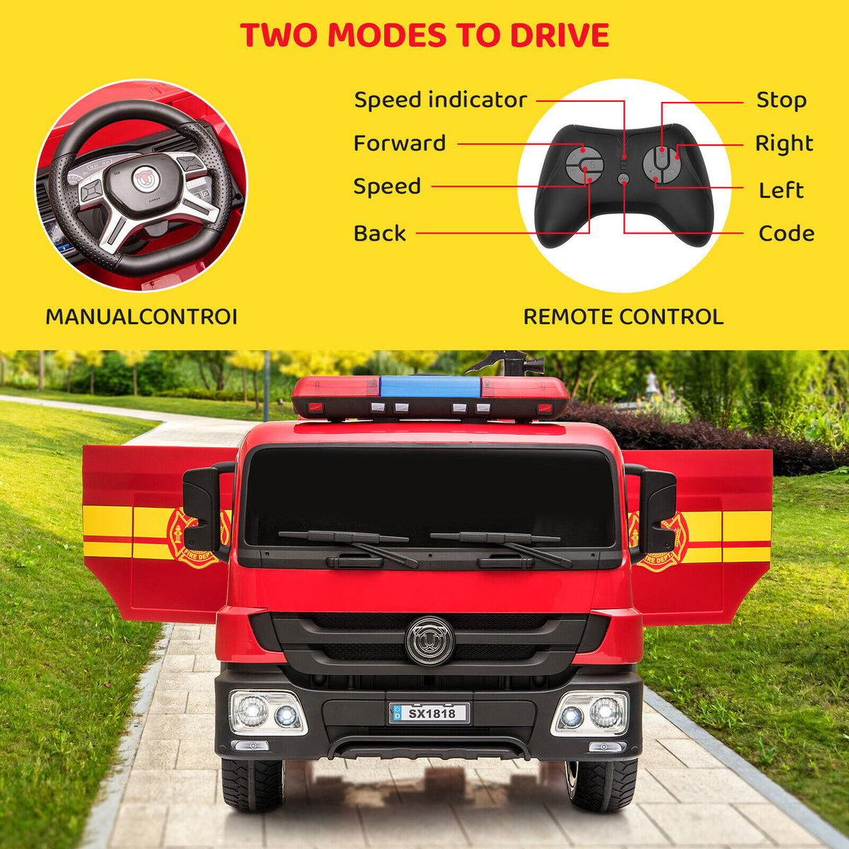 Motorized fire truck ride on online