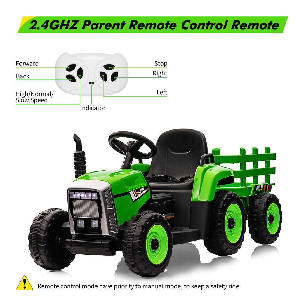 12V Electric Ride-On Tractor for Kids with Remote Control