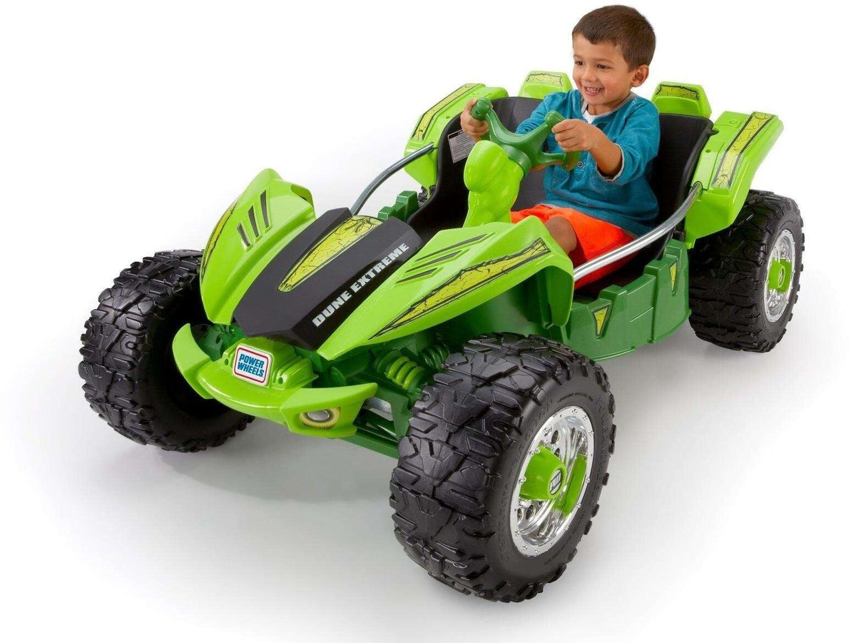 12V Green Dune Buggy Car Racer Battery Powered Ride On Toy for Kids with Extreme Wheels