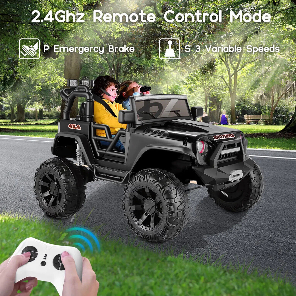 2 Seater Electric Jeep for Kids with Music LED Lights Remote Control