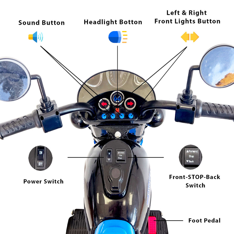 3-Wheel Chopper Motorbike Toy for Kids with LED Lights - Harley Motorc