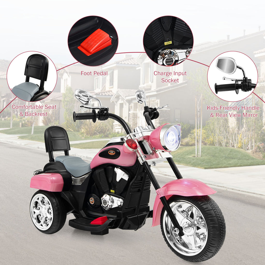 Kids Ride On Motorcycle Toy, 3-Wheel Chopper Motorbike With LED Colorful  Headlights Horn, Pink 6V Battery Powered Riding On Electric Harley  Motorcycle