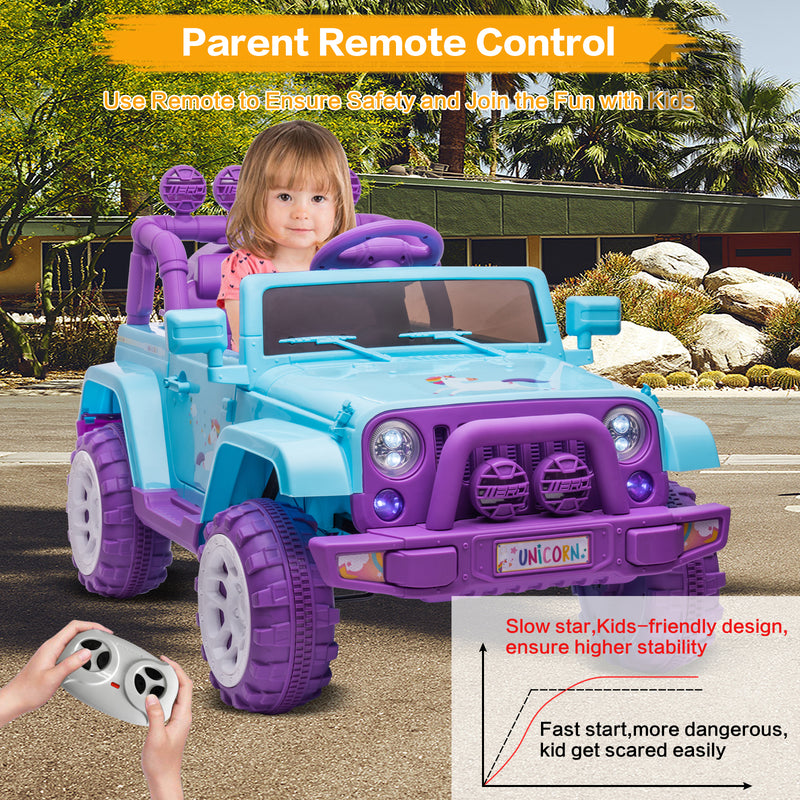 12V Kids Ride On Truck Ride On Jeep Car with Remote Control Pink