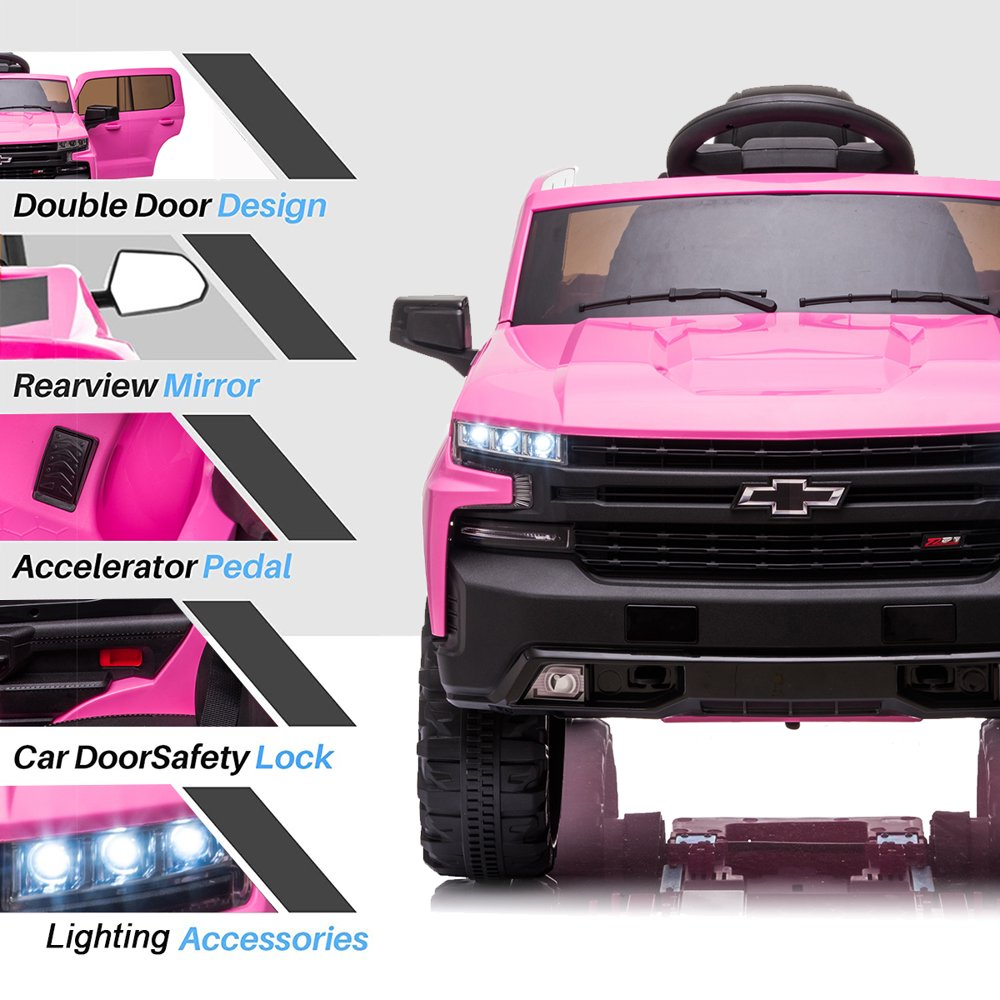 Ride On Truck with Remote Control for Kids 12V Battery Powered Licensed Chevrolet Silverado GMC Ride On Car Toddler Electric Vehicles