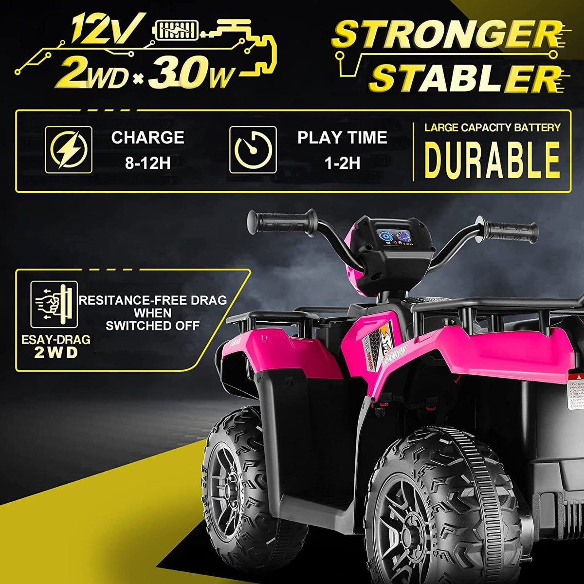 Electric Quad ATV Car for Kids 12V Battery Powered 4 Wheeler Truck