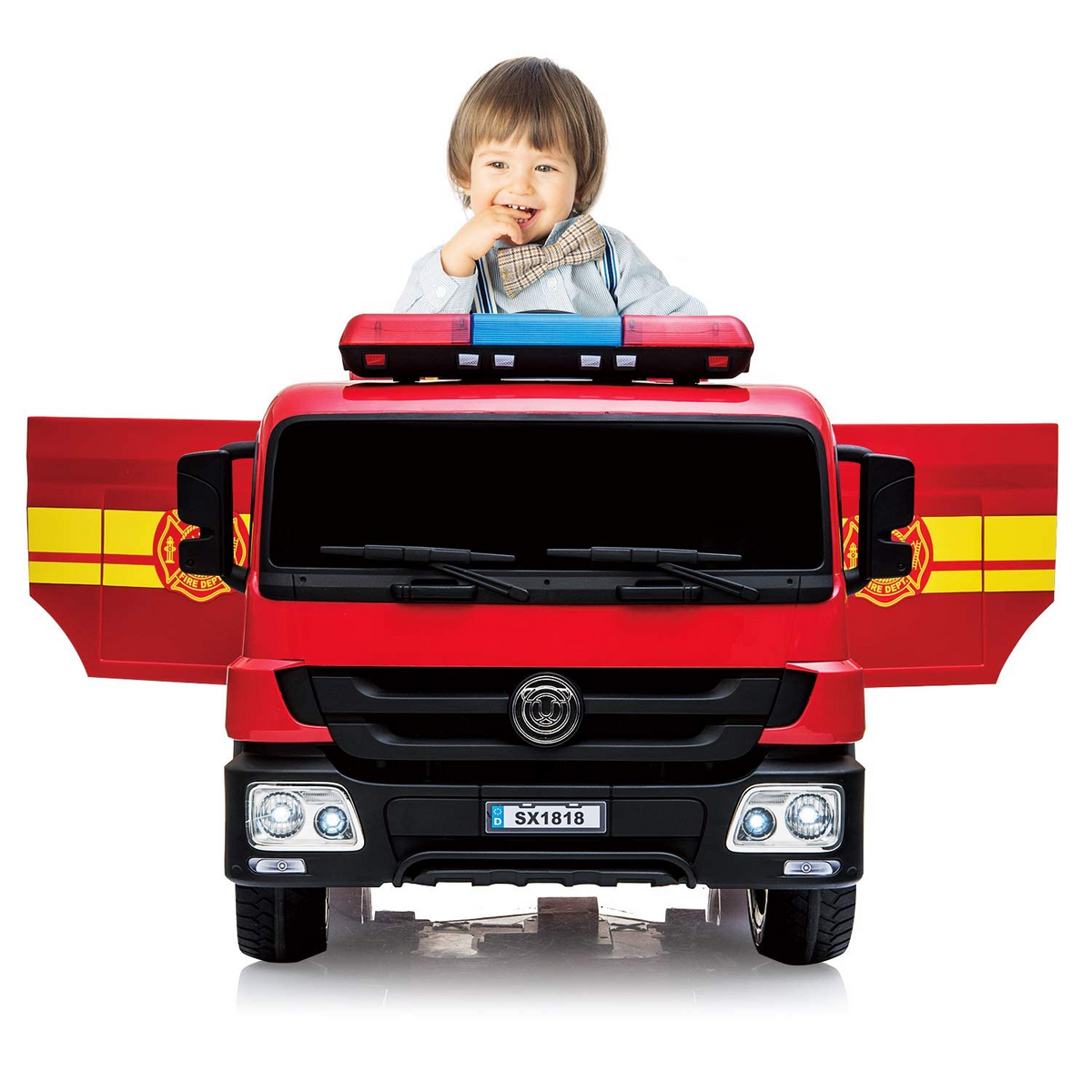 Electric Fire Truck Ride On for Kids with Remote Control Motorized Pow