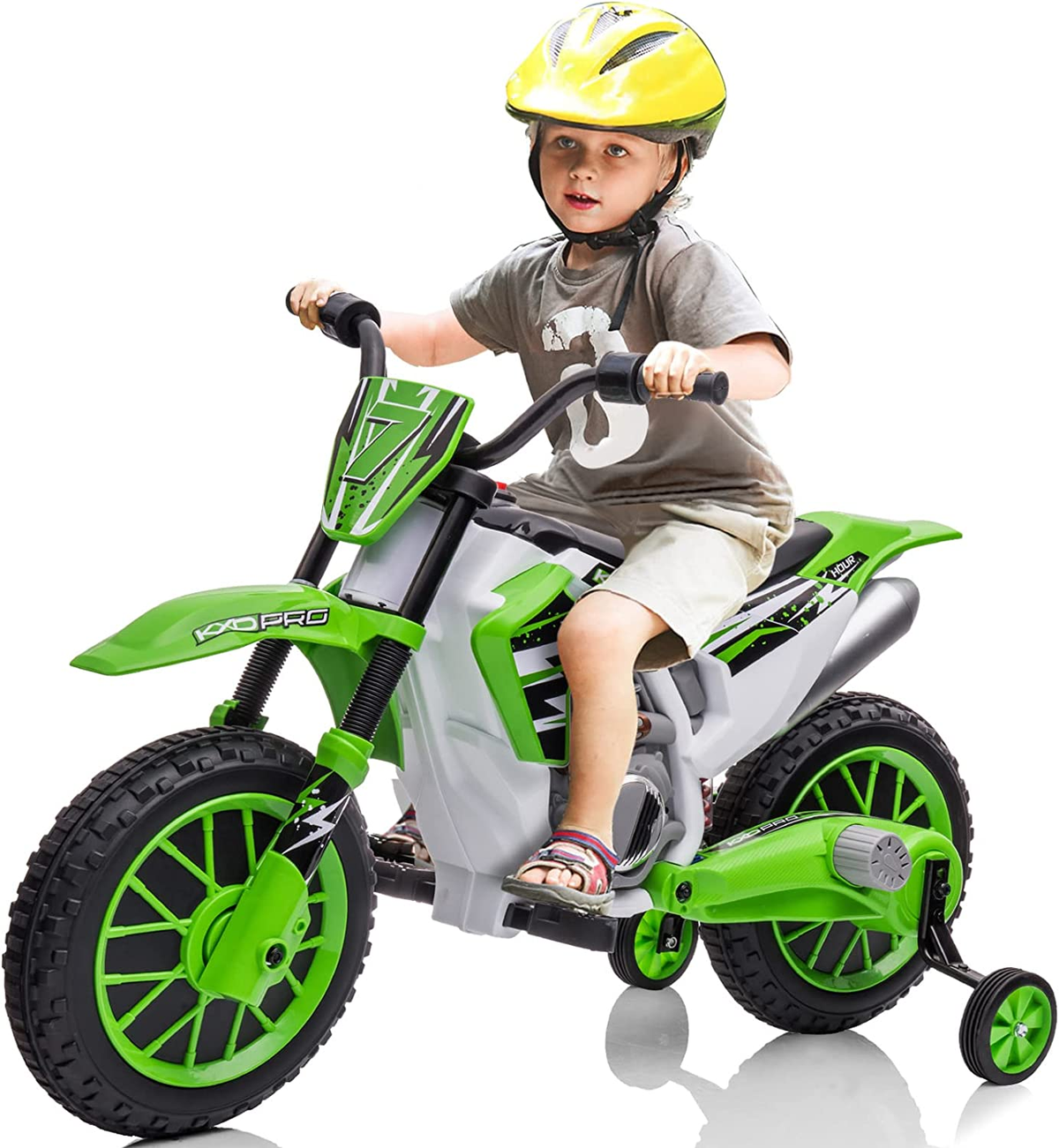 Electric Kids Dirt Bike with Training Wheels 12V7AH Battery Powered