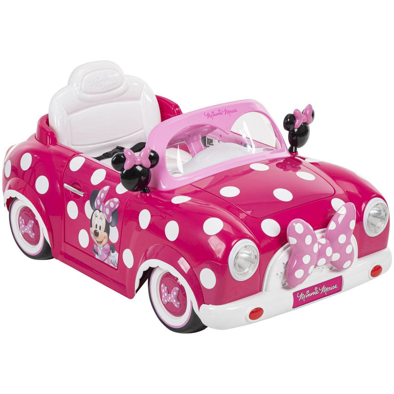 Electric Pink Minnie Convertible Car for Kids with Working Headlights -  Perfect Ride-On Toy for Girls