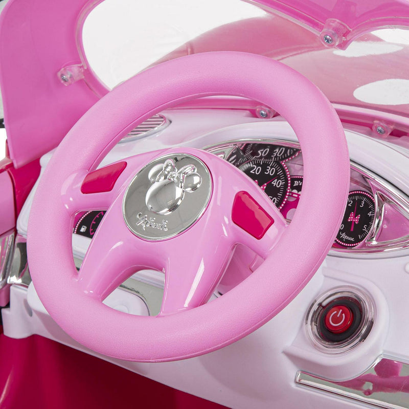 Electric Pink Minnie Convertible Car for Kids with Working Headlights -  Perfect Ride-On Toy for Girls