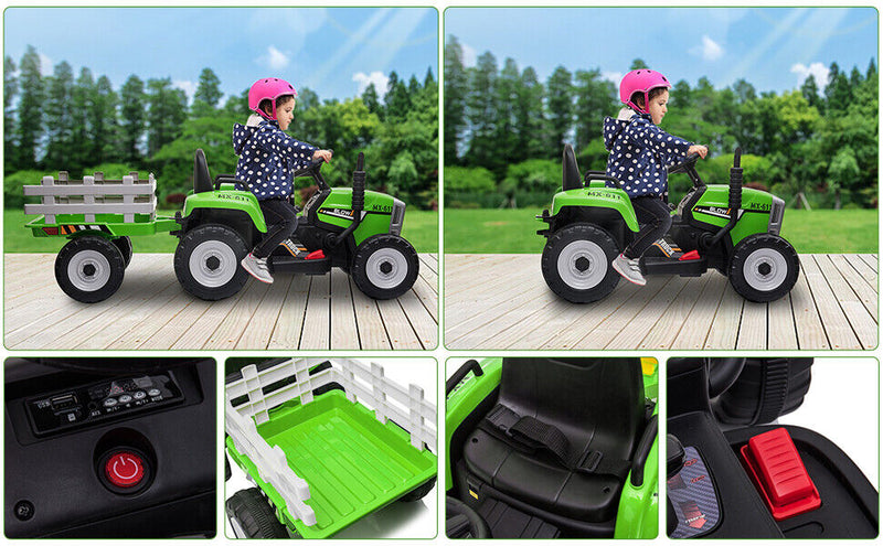 Green tractor online ride on toy