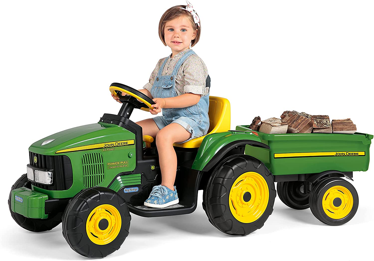 John Deere Power Pull 6V Ride On Tractor in Green