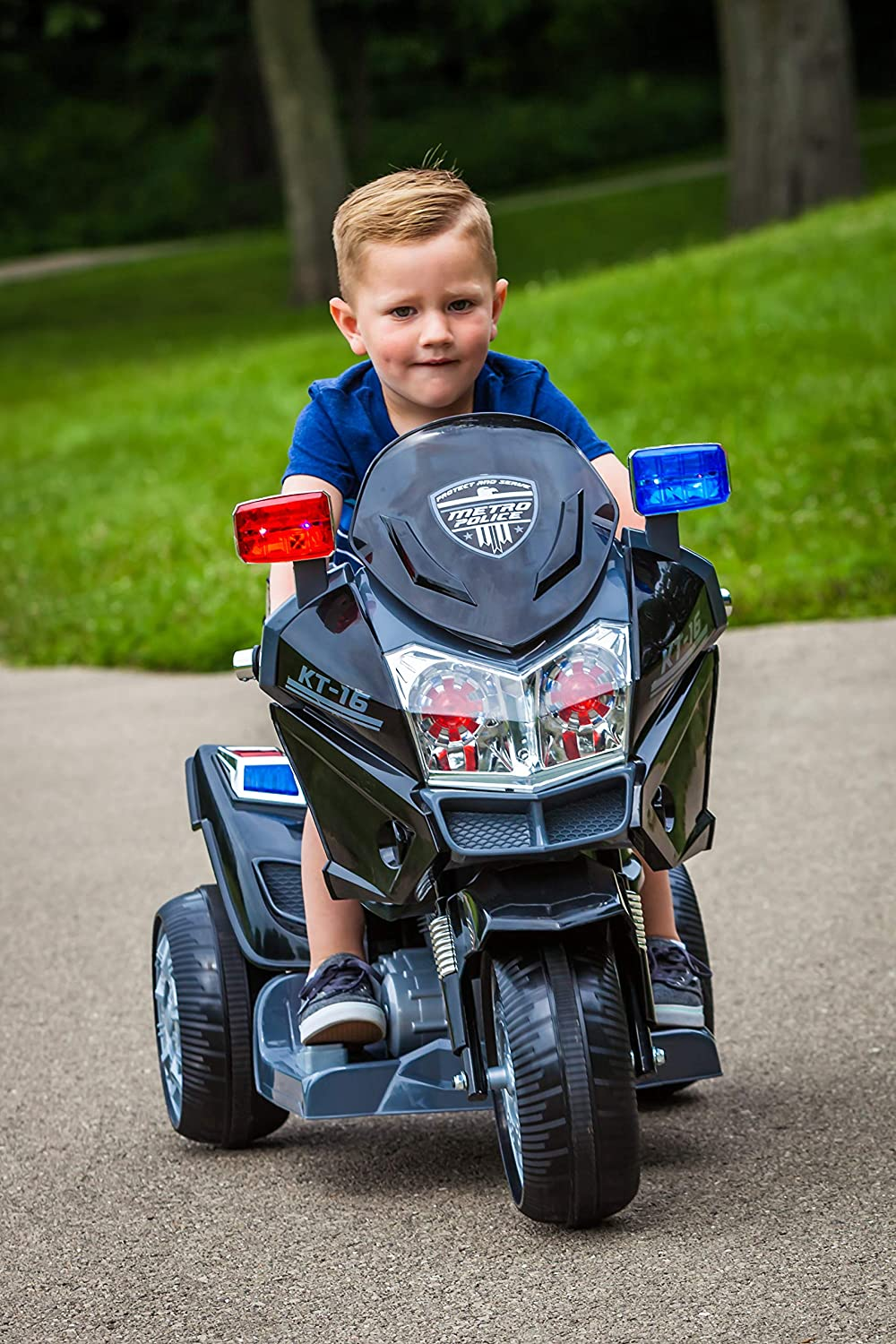 Kid Trax Police Rescue Motorcycle 6V Battery Powered Ride On Toy in Black