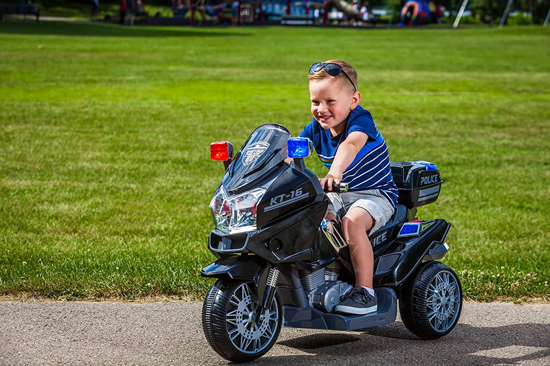 Kid Trax Police Rescue Motorcycle 6V Battery Powered Ride On Toy in Bl