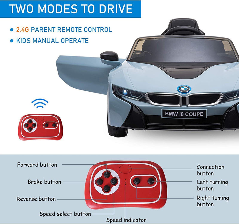 Bmw i8 ride on car store 12v manual