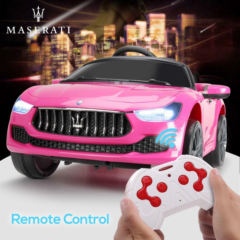 Pink maserati deals ride on car