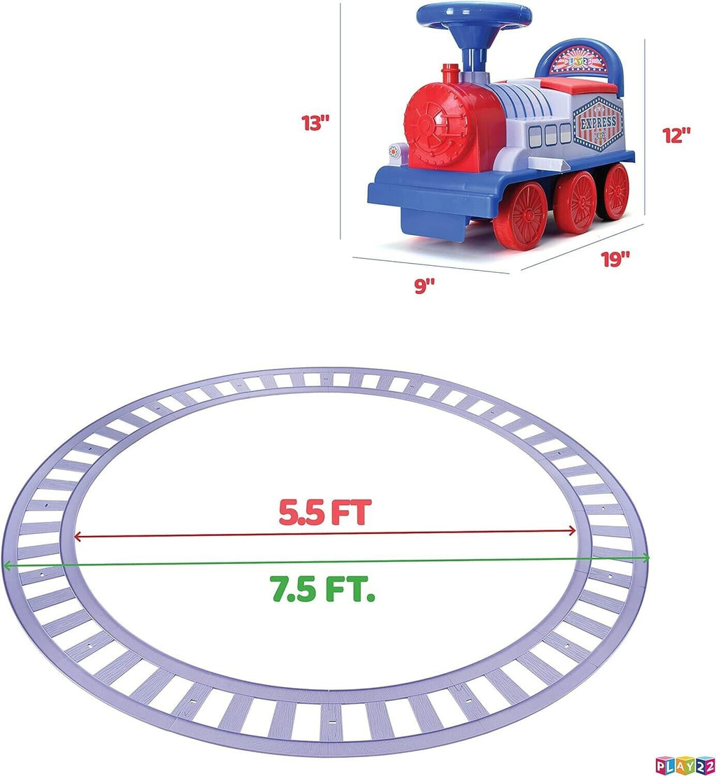 Play22 Electric Ride On Train Set with Tracks - Interactive Toy Train
