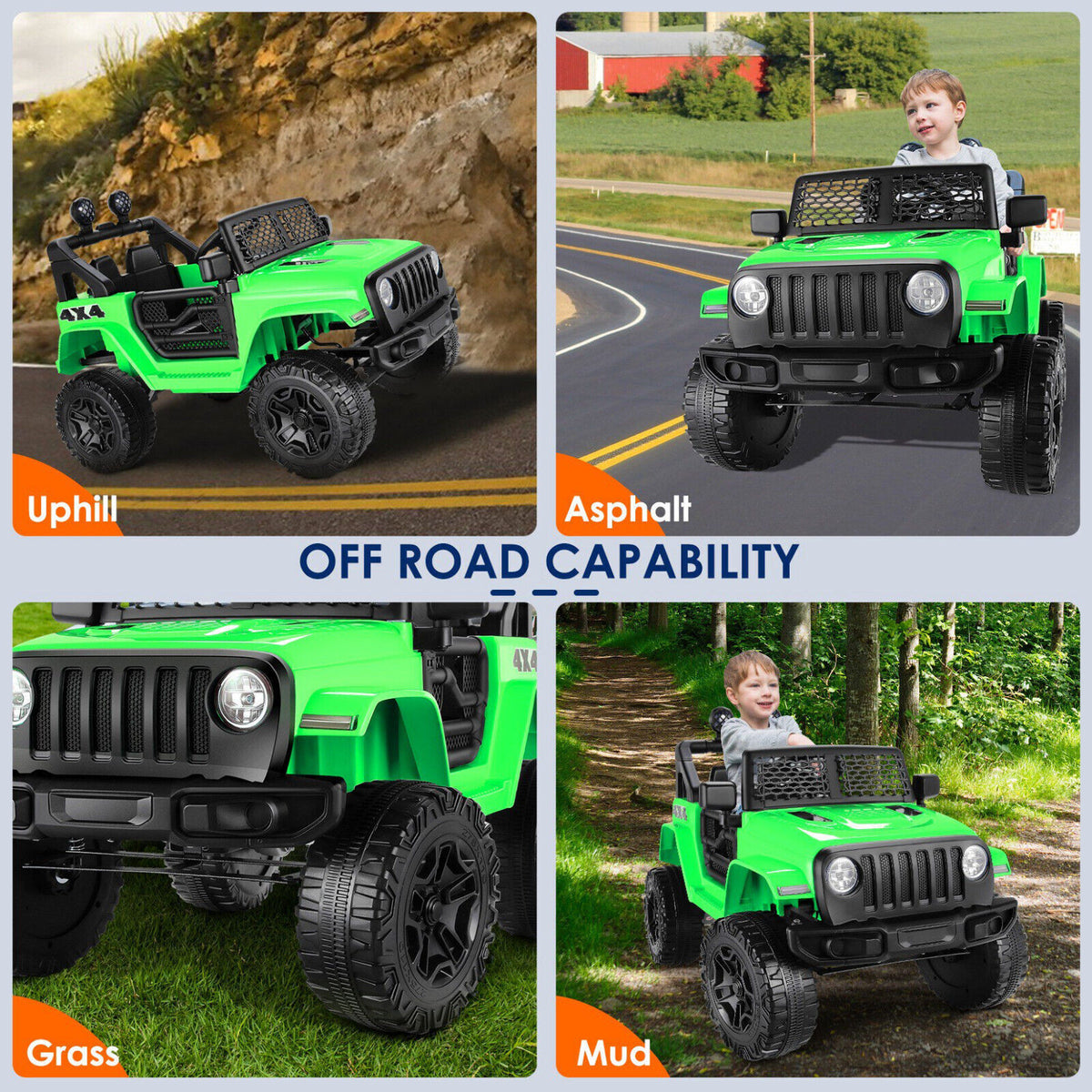 12V Electric Kids Ride On Jeep with Music and Bluetooth Connectivity