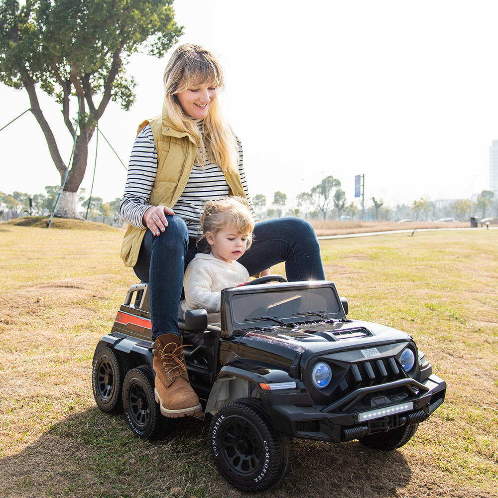 Premium 2 Seater Electric Ride On Car for Kids with Remote Control 24V Power and 6 Wheels Black