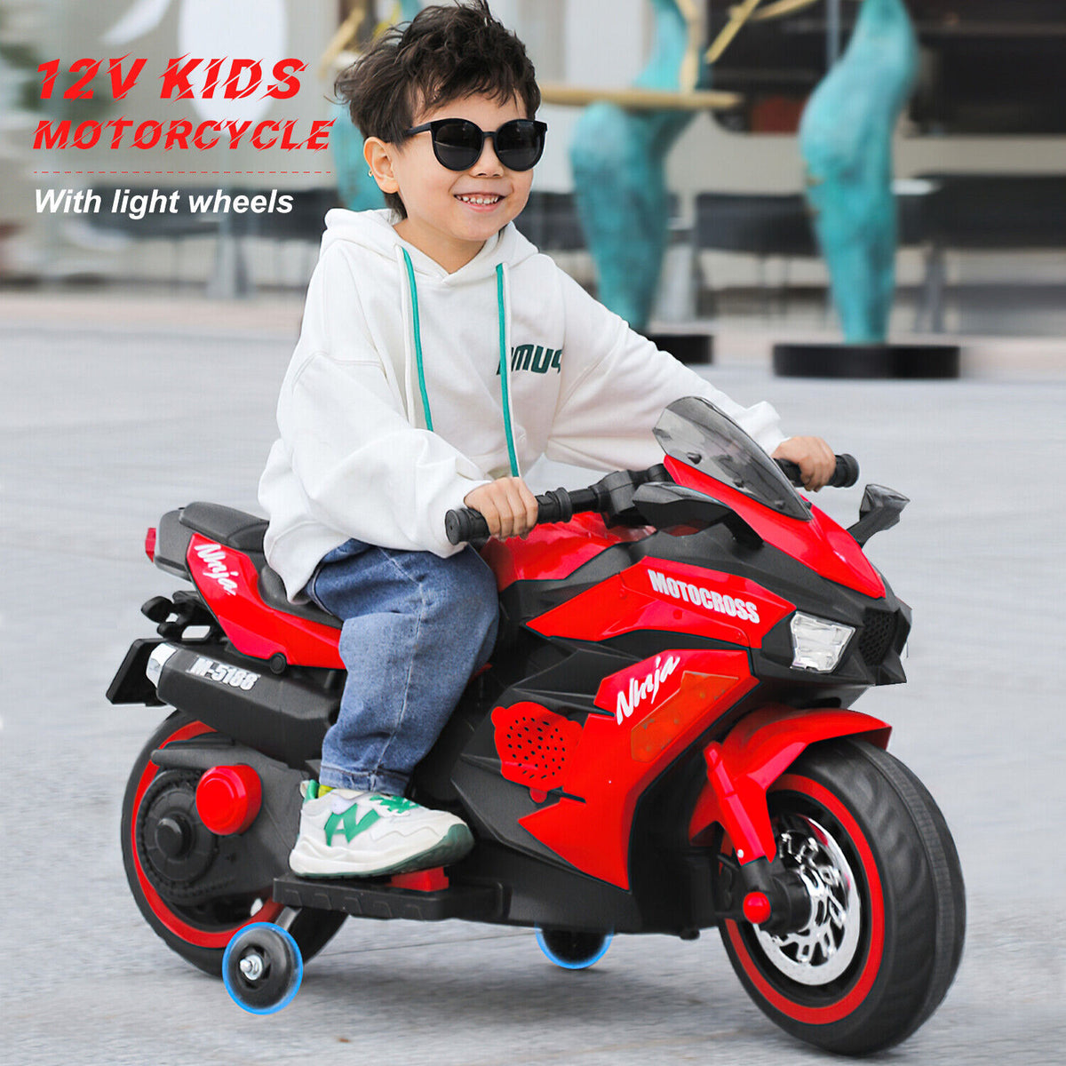 Kids red motorbike best sale