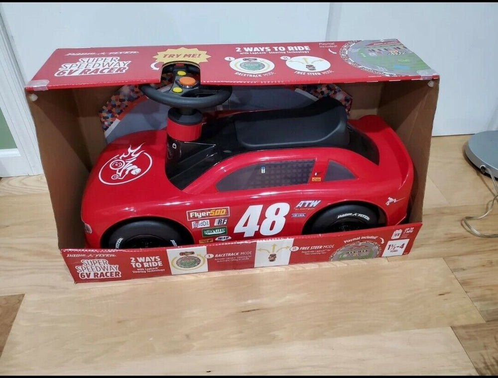 Radio Flyer 6v Racer Ride On Car for toddlers with charger and button sold start