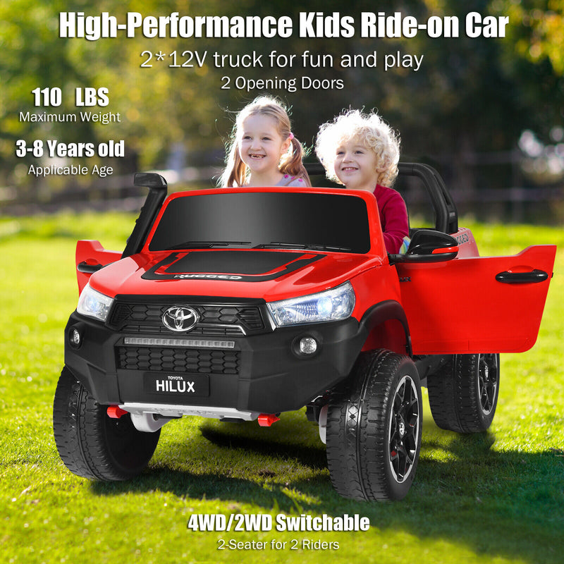 2-Seater Licensed Toyota Hilux Ride On Truck Car with Remote Control - Red