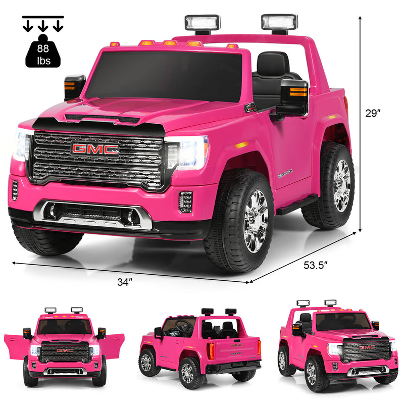 Licensed GMC 2-Seater Pink Ride On Truck for Kids with Remote Control - 12V