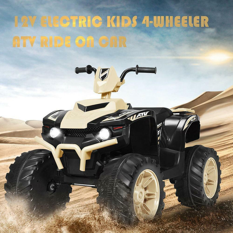 Yellow 12V Electric Ride-On Quad for Kids with Music and LED Lights