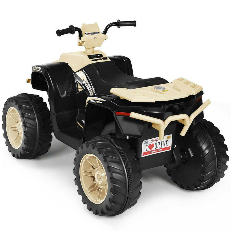 Yellow 12V Electric Ride-On Quad for Kids with Music and LED Lights