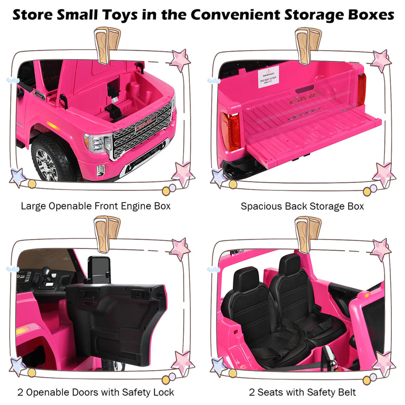 Licensed GMC 2-Seater Pink Ride On Truck for Kids with Remote Control - 12V