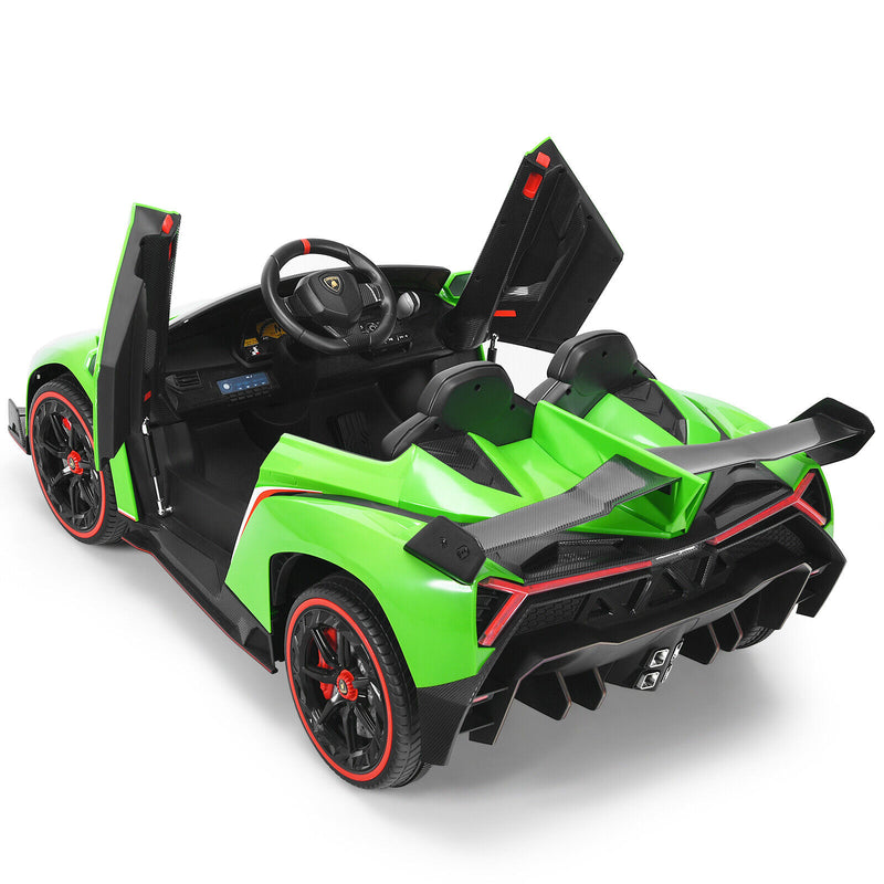 Licensed 12V Lamborghini Kids Ride On Car with RC & Swing Function - Green, 2-Seater