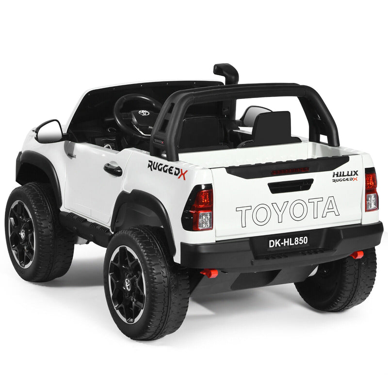 2-Seater 4WD Toyota Hilux Ride On Truck with Remote Control - Licensed, 12V, White