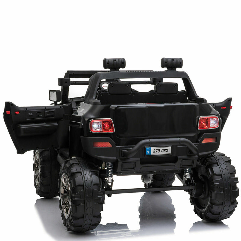 Police Truck RC Ride-On Car for Kids with Remote Control, LED Lights, and MP3 Player - Black