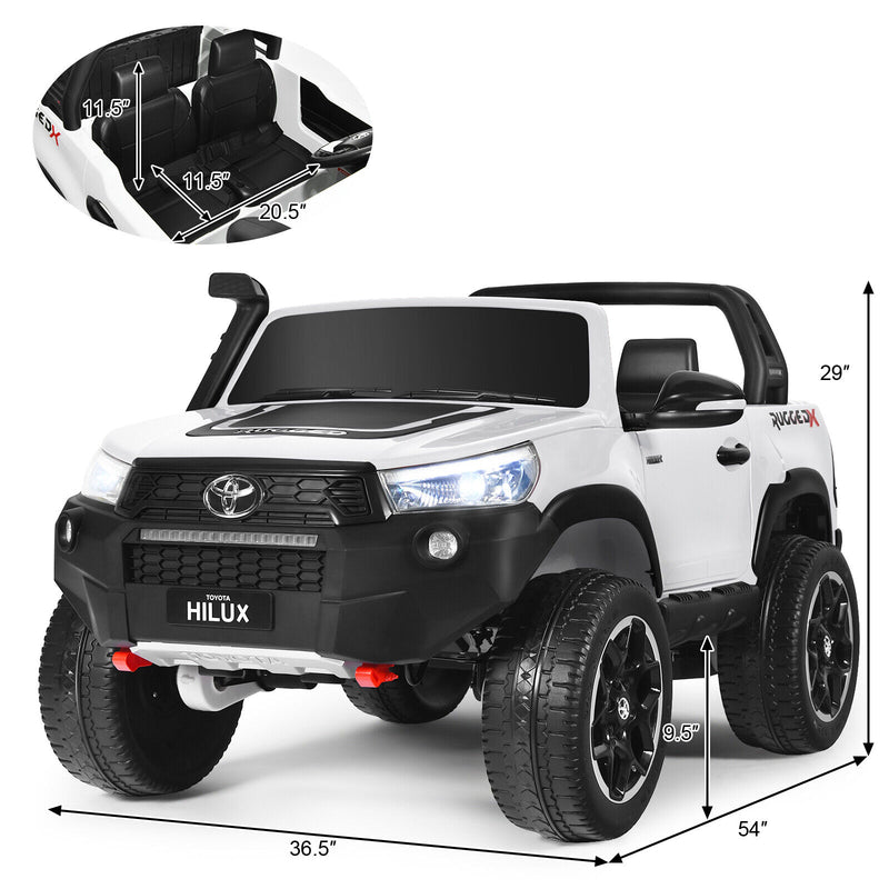 2-Seater 4WD Toyota Hilux Ride On Truck with Remote Control - Licensed, 12V, White