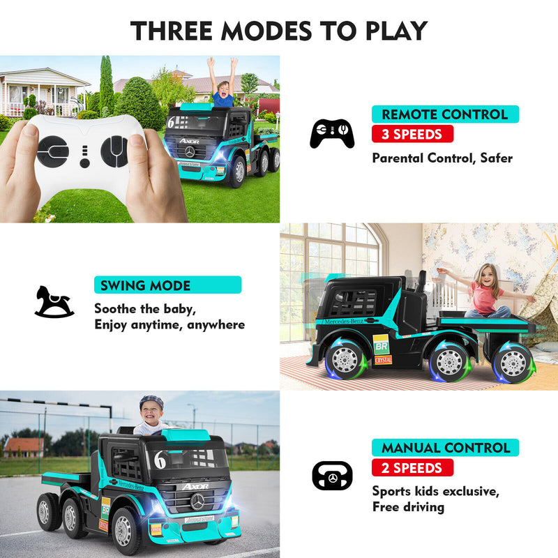 12V10AH Battery Powered Kids Ride On Truck with Trailer and Remote Control