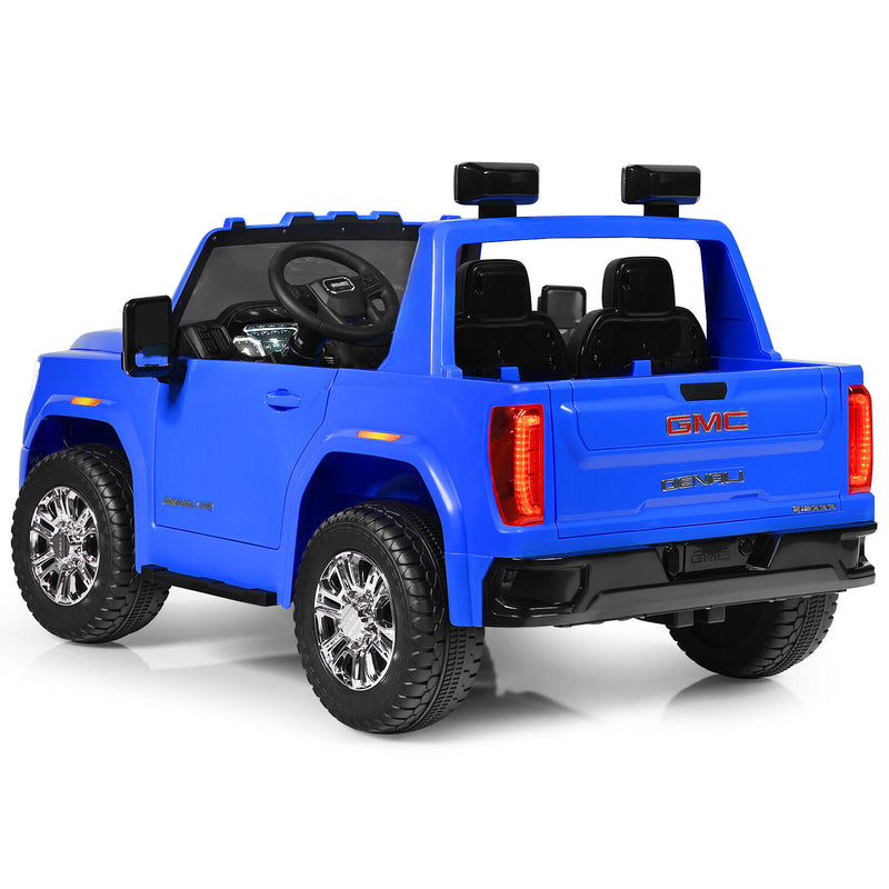 Licensed GMC 2-Seater Kids Ride On Truck with RC Control and Storage Box - Blue