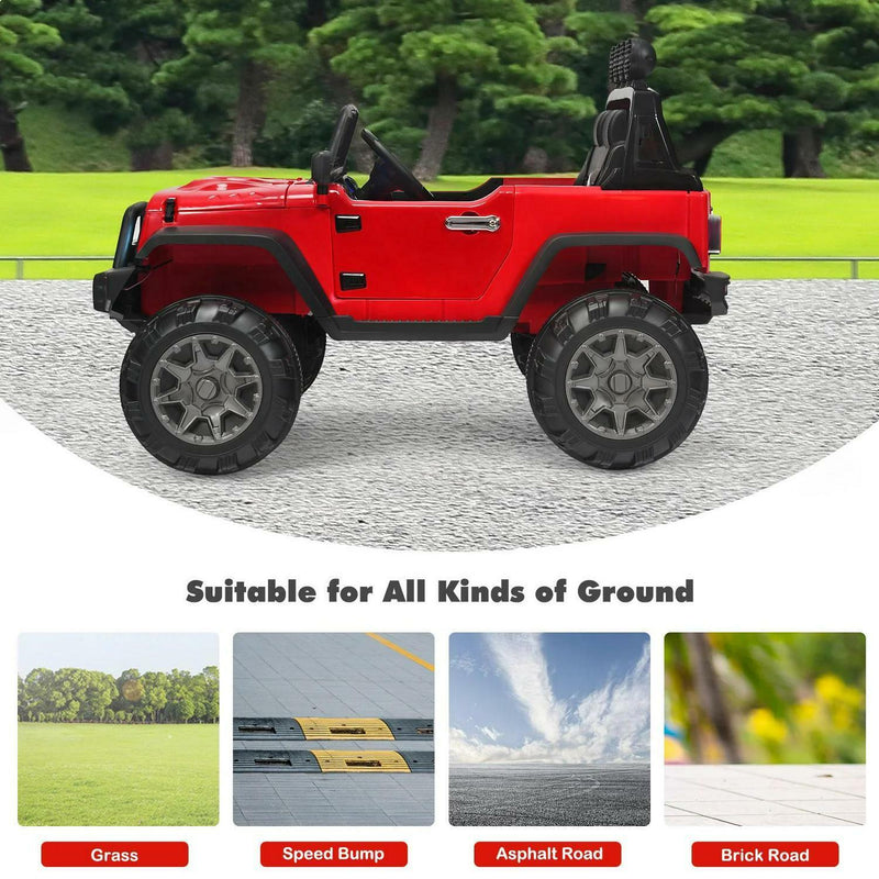 2-Seater Battery-Powered Jeep Car for Kids with Parental Remote Control - Red