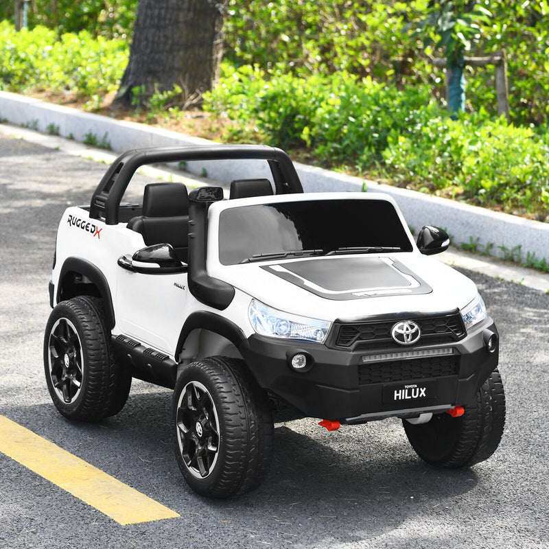 2-Seater 4WD Toyota Hilux Ride On Truck with Remote Control - Licensed, 12V, White