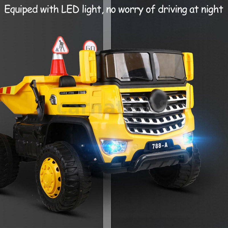 12V Four-wheel Drive Construction Truck 2.4G Remote Control/App Control Children's Electric Ride On Vehicle