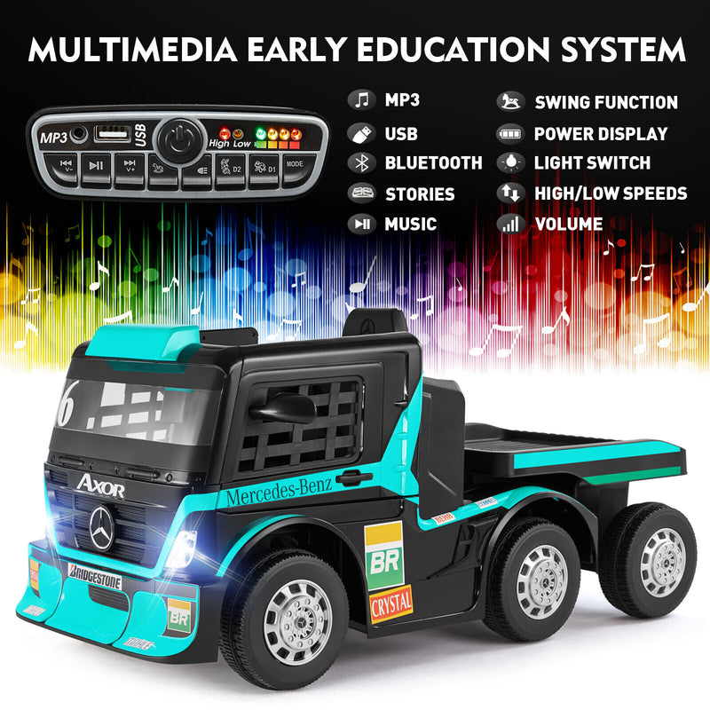 12V10AH Battery Powered Kids Ride On Truck with Trailer and Remote Control