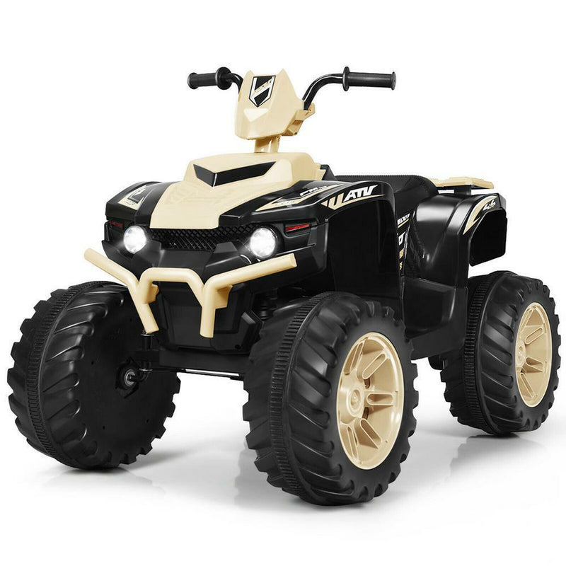 Yellow 12V Electric Ride-On Quad for Kids with Music and LED Lights