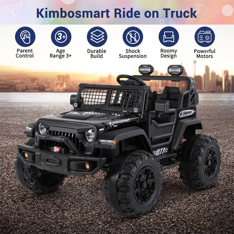 Kimbosmart Ebony 24V Children's Ride-On Car Double Seater Electric Toy Truck with Remote Control