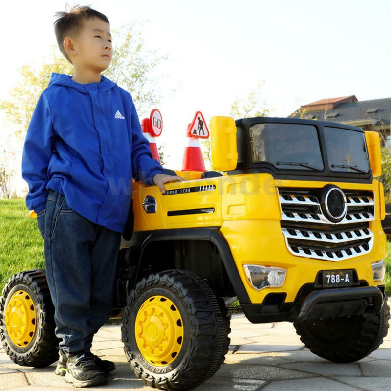 12V Battery-Operated Children's Dump Truck 2 Seater RC Electric Scoop