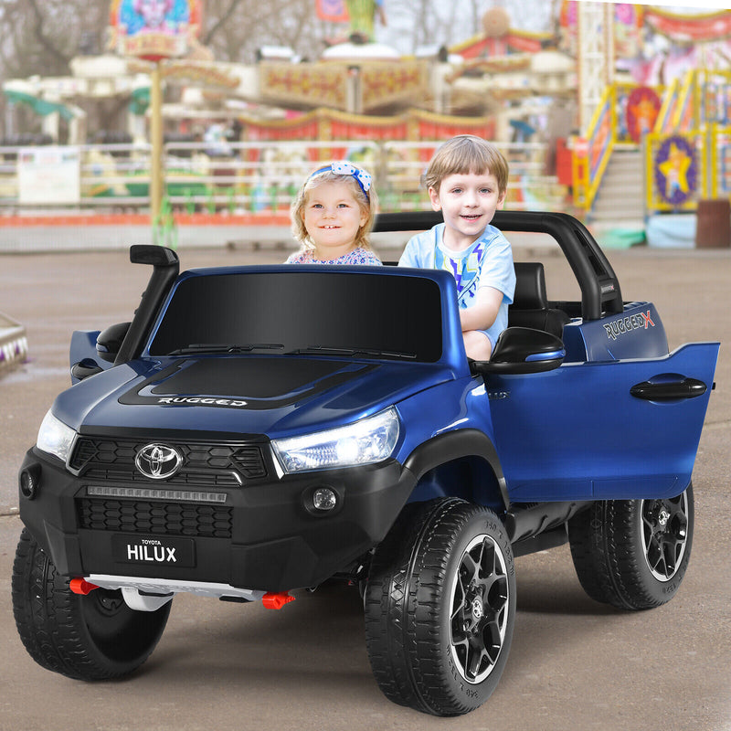 Licensed Toyota Hilux Ride On Truck Car - 2-Seater 4WD with Remote Control - Blue